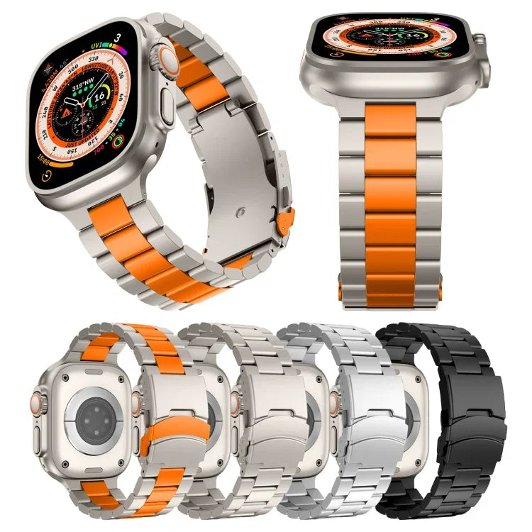 三珠鈦合金金屬錶帶，適用於 Apple Watch Series 10 46mm，適用於 Apple Watch Series 10 42mm，適用於 Apple Watch SE 2023 44mm，適用於 Apple Watch SE 2023 40mm，適用於 Apple Watch Ultra 2 49mm，適用於 Apple Watch Series 9 45mm
