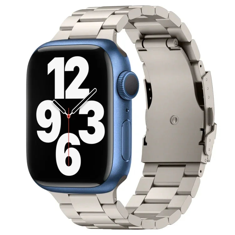 Three Beads Titanium Alloy Metal Watch Band, For Apple Watch Series 7 41mm, For Apple Watch Series 7 45mm, For Apple Watch Series 6 40mm, For Apple Watch Series 6 44mm, For Apple Watch Series 5 44mm, For Apple Watch Series 5 40mm                       ...