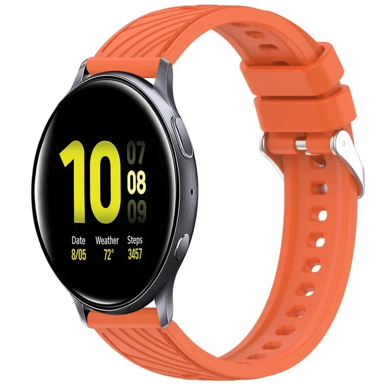 條紋紋理矽膠 20mm 錶帶，適用 Samsung Galaxy Watch Active2 44mm，適用 Samsung Galaxy Watch Active2 40mm
