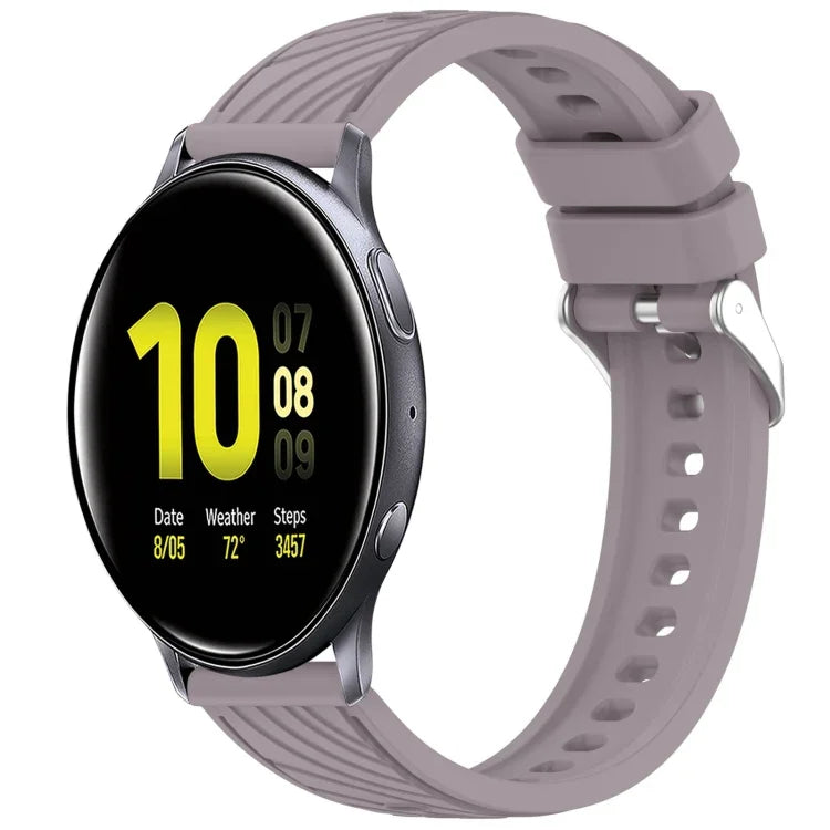 條紋紋理矽膠 20mm 錶帶，適用 Samsung Galaxy Watch Active2 44mm，適用 Samsung Galaxy Watch Active2 40mm