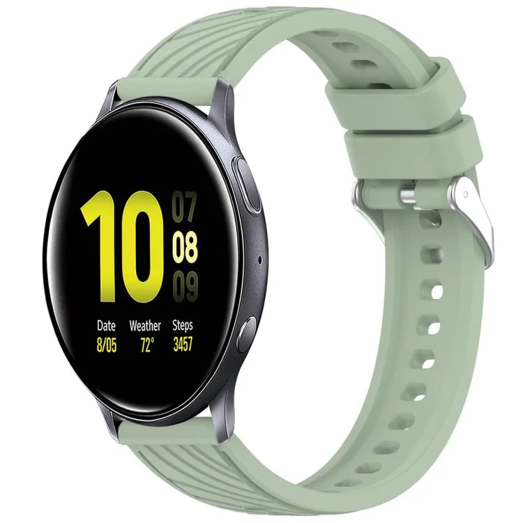 條紋紋理矽膠 20mm 錶帶，適用 Samsung Galaxy Watch Active2 44mm，適用 Samsung Galaxy Watch Active2 40mm