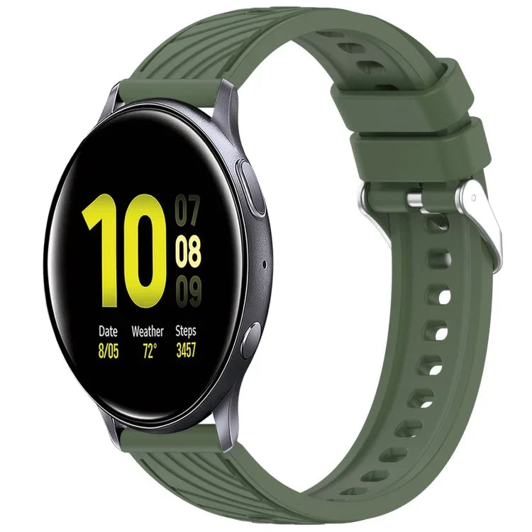 條紋紋理矽膠 20mm 錶帶，適用 Samsung Galaxy Watch Active2 44mm，適用 Samsung Galaxy Watch Active2 40mm