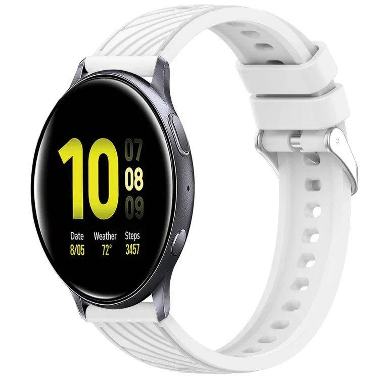 條紋紋理矽膠 20mm 錶帶，適用 Samsung Galaxy Watch Active2 44mm，適用 Samsung Galaxy Watch Active2 40mm