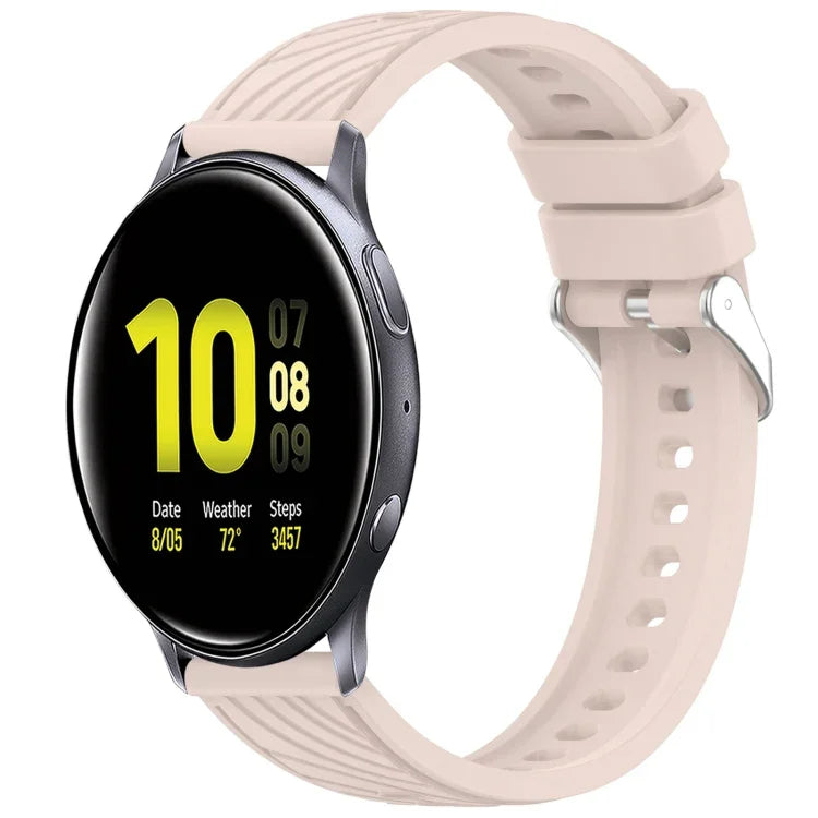 條紋紋理矽膠 20mm 錶帶，適用 Samsung Galaxy Watch Active2 44mm，適用 Samsung Galaxy Watch Active2 40mm