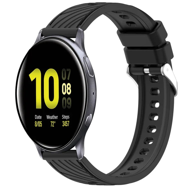 條紋紋理矽膠 20mm 錶帶，適用 Samsung Galaxy Watch Active2 44mm，適用 Samsung Galaxy Watch Active2 40mm