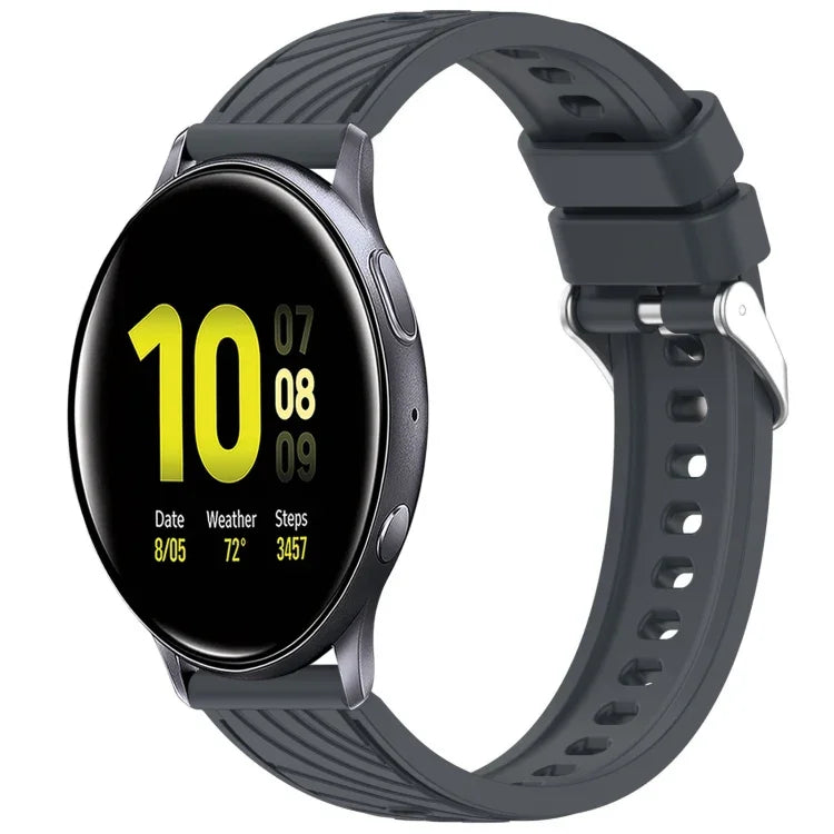 條紋紋理矽膠 20mm 錶帶，適用 Samsung Galaxy Watch Active2 44mm，適用 Samsung Galaxy Watch Active2 40mm