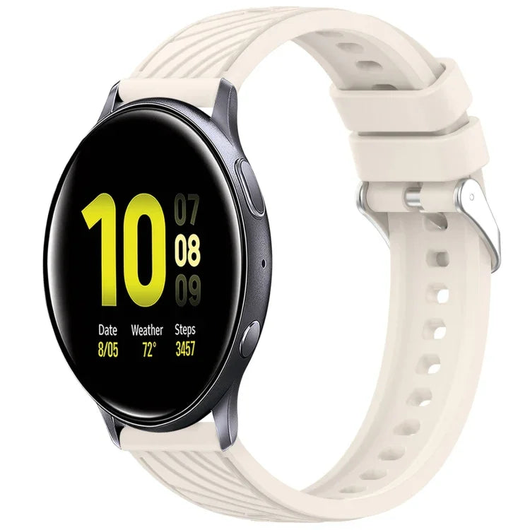 條紋紋理矽膠 20mm 錶帶，適用 Samsung Galaxy Watch Active2 44mm，適用 Samsung Galaxy Watch Active2 40mm