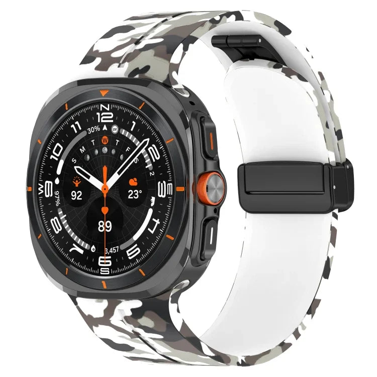 適用於Samsung Galaxy Watch Ultra 47mm 磁吸折疊扣矽膠錶帶
