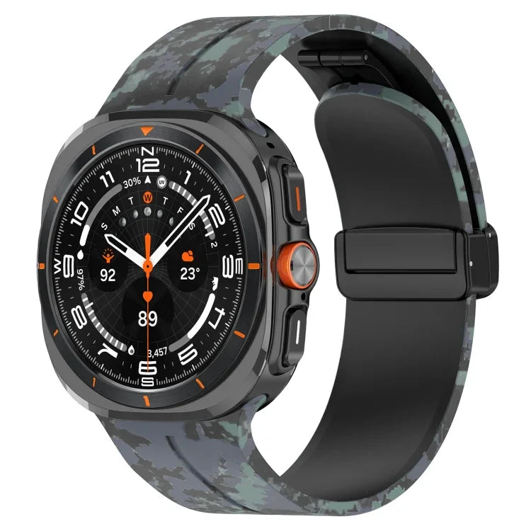 適用於Samsung Galaxy Watch Ultra 47mm 磁吸折疊扣矽膠錶帶