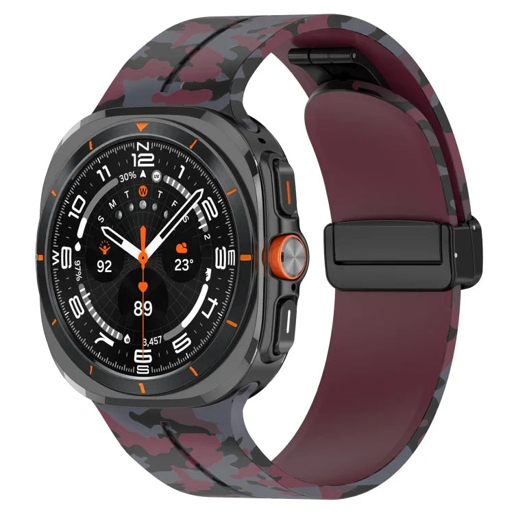 適用於Samsung Galaxy Watch Ultra 47mm 磁吸折疊扣矽膠錶帶