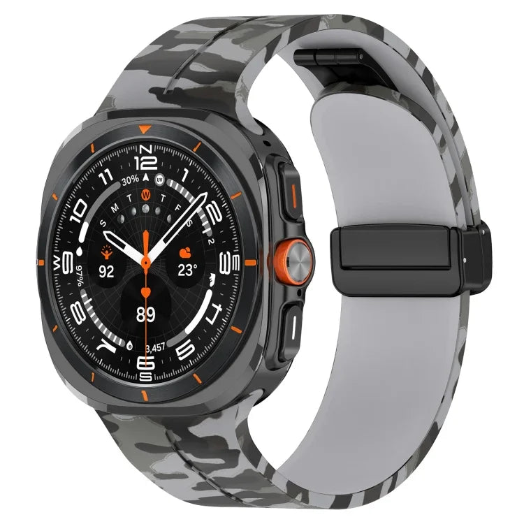 適用於Samsung Galaxy Watch Ultra 47mm 磁吸折疊扣矽膠錶帶