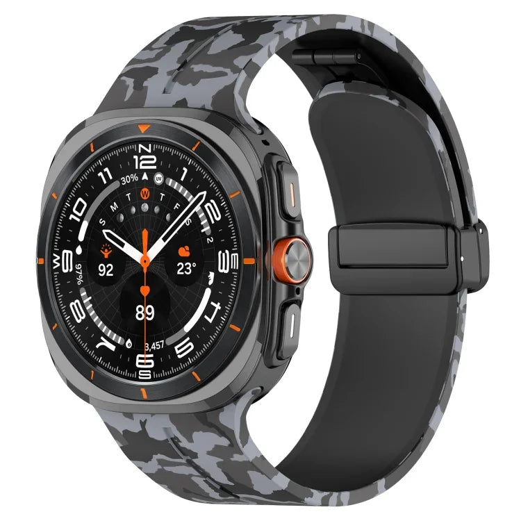 適用於Samsung Galaxy Watch Ultra 47mm 磁吸折疊扣矽膠錶帶