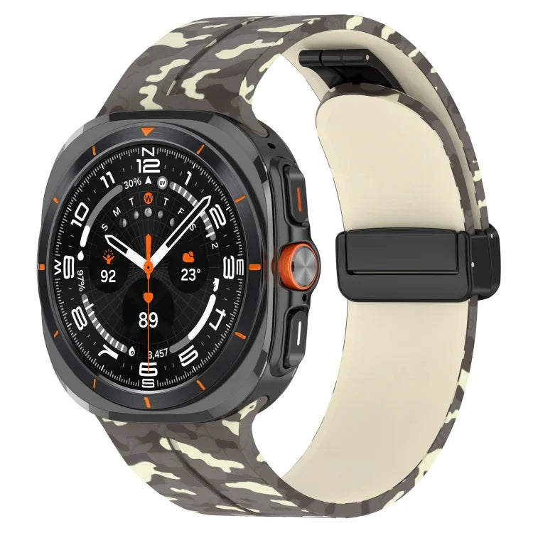 適用於Samsung Galaxy Watch Ultra 47mm 磁吸折疊扣矽膠錶帶