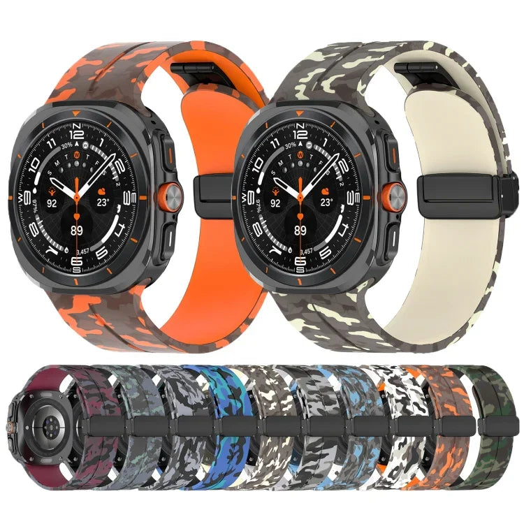 適用於Samsung Galaxy Watch Ultra 47mm 磁吸折疊扣矽膠錶帶