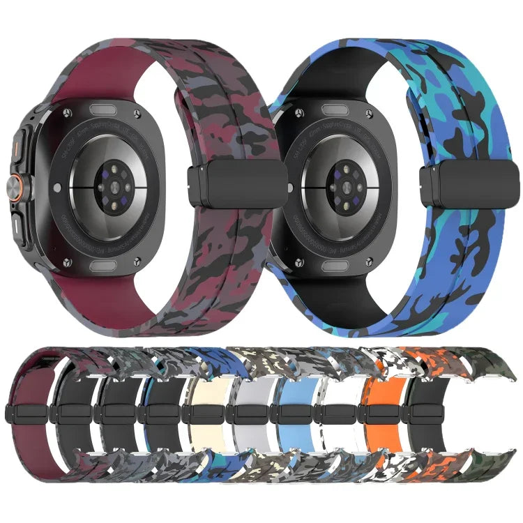 適用於Samsung Galaxy Watch Ultra 47mm 磁吸折疊扣矽膠錶帶