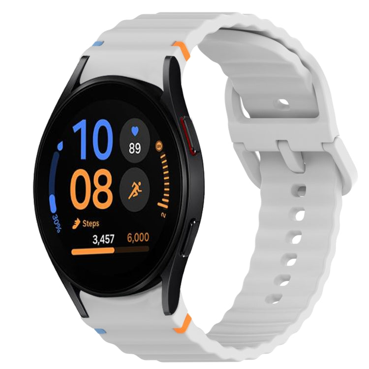 波浪紋紋理縫線快拆矽膠錶帶，適用於 Samsung Galaxy Watch FE 40mm、Samsung Galaxy Watch 7 44mm、Samsung Galaxy Watch 7 40mm、Samsung Galaxy Watch 6 Classic 47mm