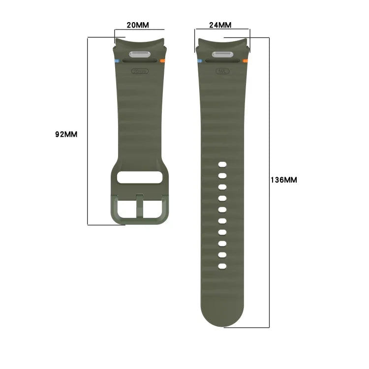 Wavy Grain Stitched Quick Release Silicone Watch Band, For Samsung Galaxy Watch 4 44mm, For Samsung Galaxy Watch 4 40mm, For Samsung  Galaxy Watch 4 Classic 46mm, For Samsung  Galaxy Watch 4 Classic 42mm