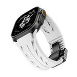 訂製不鏽鋼黑色蝴蝶扣矽膠錶帶，適用於 Apple Watch 44mm / 45mm / 46mm / 49mm