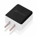 1USB QC 3.0 拉線快速充電器，美規插頭，黑色，白色
