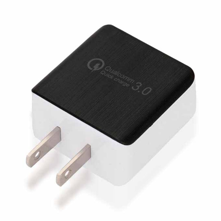 1USB QC 3.0 拉線快速充電器，美規插頭，黑色，白色
