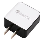 1USB QC 3.0 拉線快速充電器，美規插頭，黑色，白色