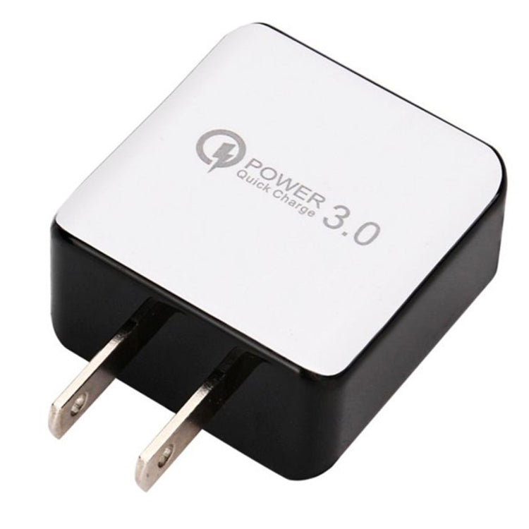 1USB QC 3.0 拉線快速充電器，美規插頭，黑色，白色