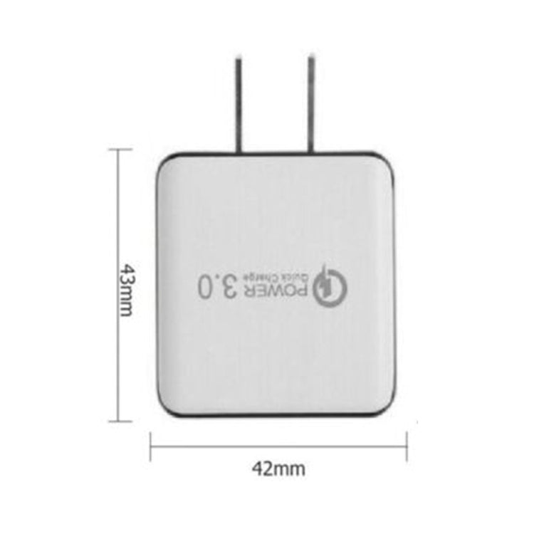 1USB QC 3.0 拉線快速充電器，美規插頭，黑色，白色