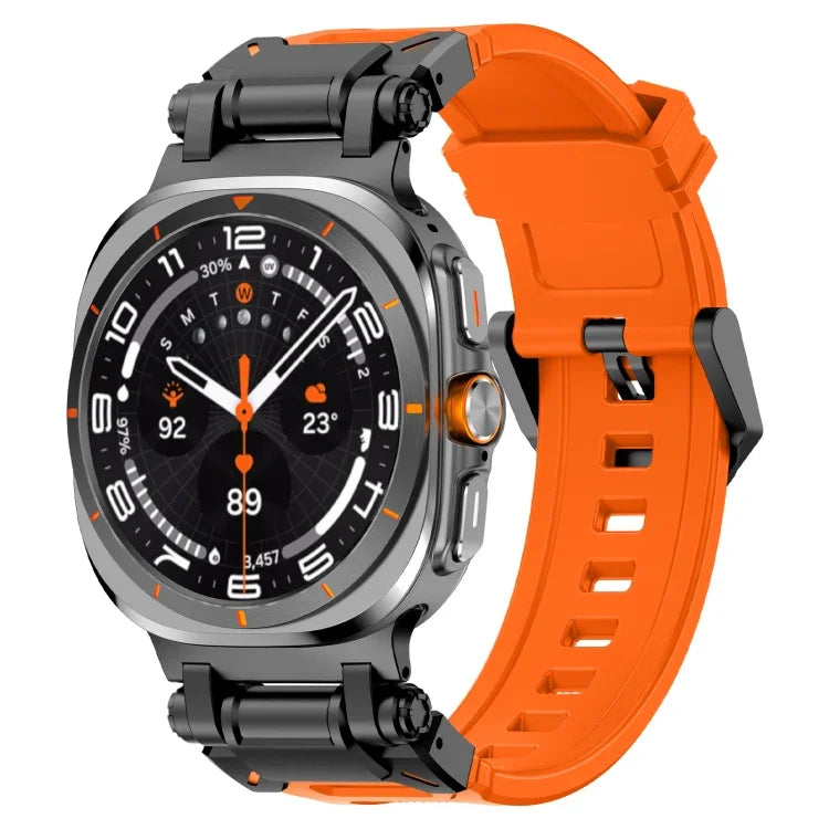黑色連接器快拆矽膠錶帶，適用於 Samsung Galaxy Watch Ultra 47mm / Ultra 2025