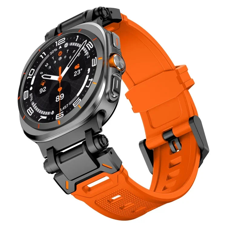 黑色連接器快拆矽膠錶帶，適用於 Samsung Galaxy Watch Ultra 47mm / Ultra 2025
