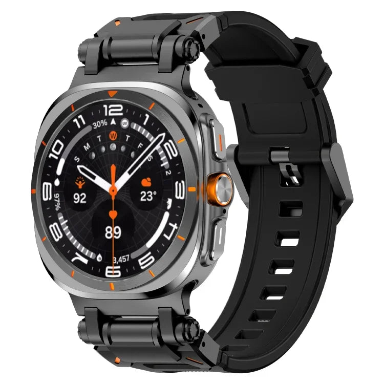 黑色連接器快拆矽膠錶帶，適用於 Samsung Galaxy Watch Ultra 47mm / Ultra 2025