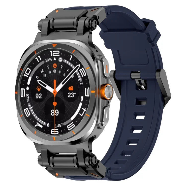 黑色連接器快拆矽膠錶帶，適用於 Samsung Galaxy Watch Ultra 47mm / Ultra 2025