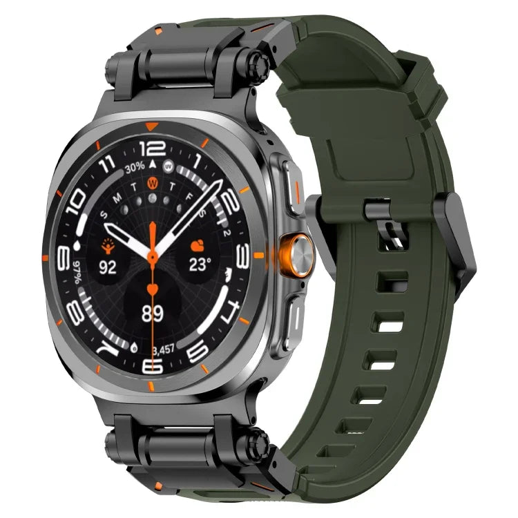 黑色連接器快拆矽膠錶帶，適用於 Samsung Galaxy Watch Ultra 47mm / Ultra 2025