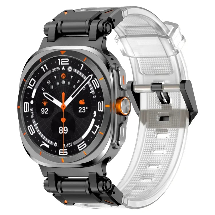 黑色連接器快拆矽膠錶帶，適用於 Samsung Galaxy Watch Ultra 47mm / Ultra 2025