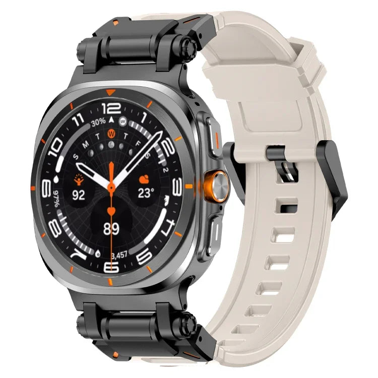 黑色連接器快拆矽膠錶帶，適用於 Samsung Galaxy Watch Ultra 47mm / Ultra 2025