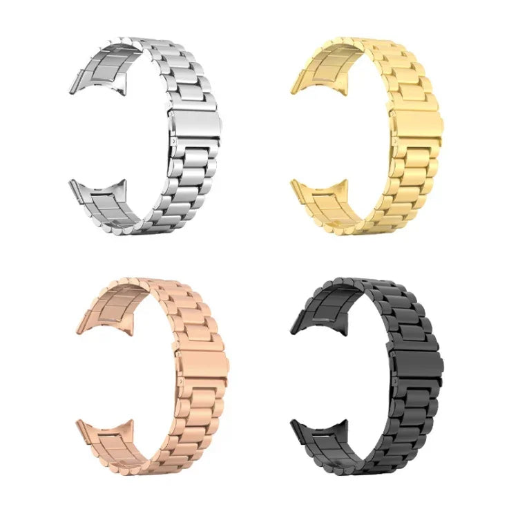 三珠不鏽鋼摺疊錶扣一體式錶帶，適用於 Google Pixel Watch 4 / Watch 3 45mm