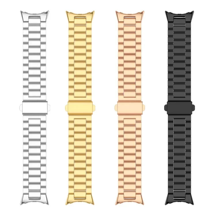 三珠不鏽鋼摺疊錶扣一體式錶帶，適用於 Google Pixel Watch 4 / Watch 3 45mm