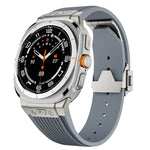 鈦合金連接器銀色扣矽膠錶帶，適用於 Samsung Galaxy Watch Ultra 47mm / Ultra 2025