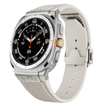 鈦合金連接器銀色扣矽膠錶帶，適用於 Samsung Galaxy Watch Ultra 47mm / Ultra 2025