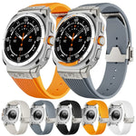 鈦合金連接器銀色扣矽膠錶帶，適用於 Samsung Galaxy Watch Ultra 47mm / Ultra 2025