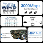 WAVLINK WN588HX3 AX3000 戶外 WiFi 擴展器，6 天線雙頻 WiFi 中繼器，美規插頭、歐規插頭、英規插頭、澳規插頭
