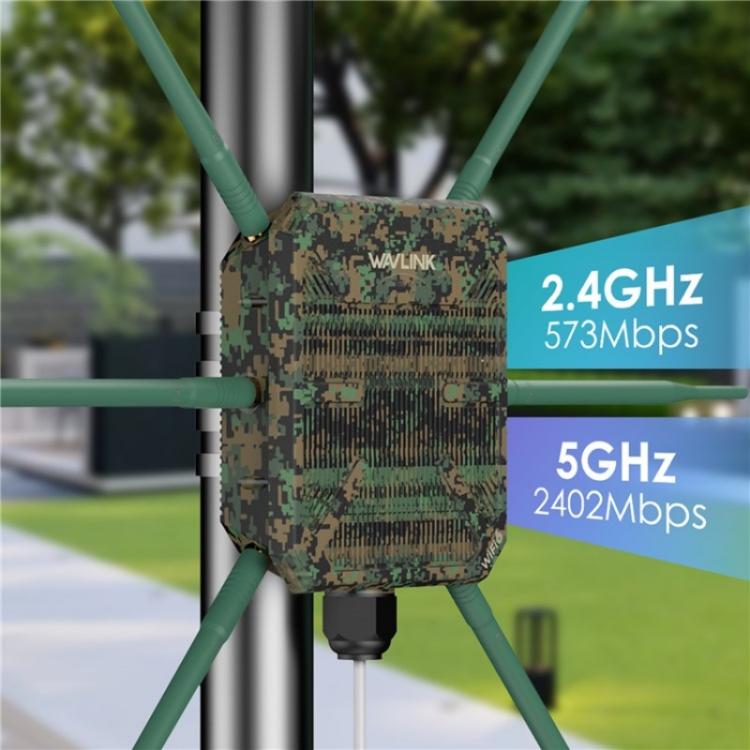 WAVLINK WN588HX3 AX3000 戶外 WiFi 擴展器，6 天線雙頻 WiFi 中繼器，美規插頭、歐規插頭、英規插頭、澳規插頭