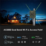 WAVLINK WN588HX3 AX3000 戶外 WiFi 擴展器，6 天線雙頻 WiFi 中繼器，美規插頭、歐規插頭、英規插頭、澳規插頭