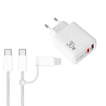 PD31 30W USB-C / Type-C + USB-A 充電器，附 Type-C+8 Pin 二合一數據線，歐規插頭，歐規插頭 + 二合一數據線