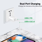 PD31 30W USB-C / Type-C + USB-A 充電器，附 Type-C+8 Pin 二合一數據線，歐規插頭，歐規插頭 + 二合一數據線