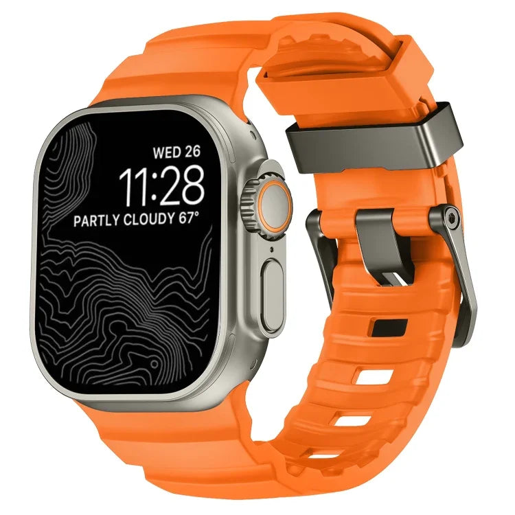 野徑灰色扣加厚矽膠錶帶，適用於 Apple Watch 46mm / 49mm / 45mm / 44mm