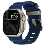 野徑灰色扣加厚矽膠錶帶，適用於 Apple Watch 46mm / 49mm / 45mm / 44mm