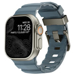 野徑灰色扣加厚矽膠錶帶，適用於 Apple Watch 46mm / 49mm / 45mm / 44mm