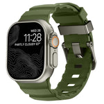 野徑灰色扣加厚矽膠錶帶，適用於 Apple Watch 46mm / 49mm / 45mm / 44mm
