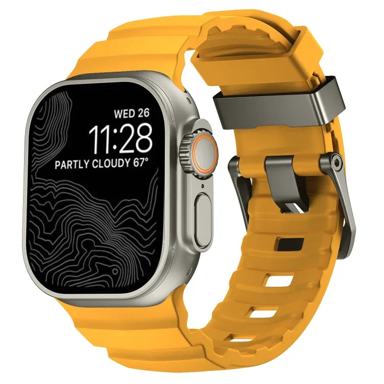 野徑灰色扣加厚矽膠錶帶，適用於 Apple Watch 46mm / 49mm / 45mm / 44mm