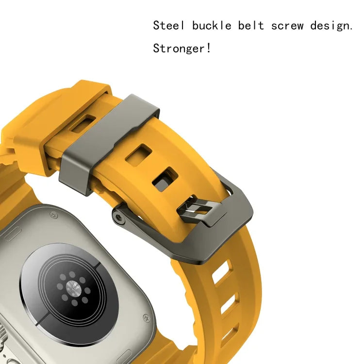 野徑灰色扣加厚矽膠錶帶，適用於 Apple Watch 46mm / 49mm / 45mm / 44mm